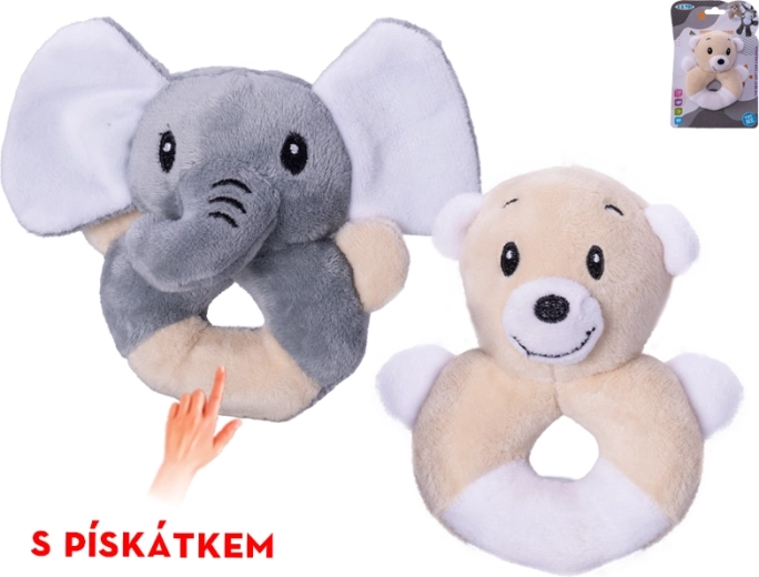Peluche avec sifflet 11 cm – éléphant ou ourson