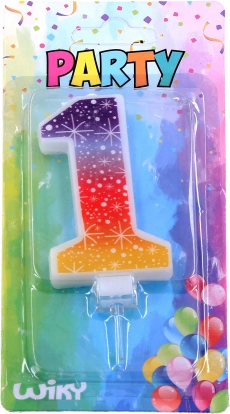 Bougie de fête numéro 1 avec étoiles