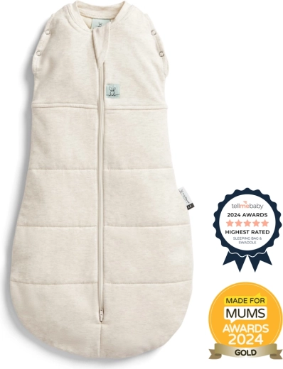 ergoPouch emmaillotage et gigoteuse 2-en-1 Cocoon Oatmeal Marle 3–6 mois, 2,5 TOG