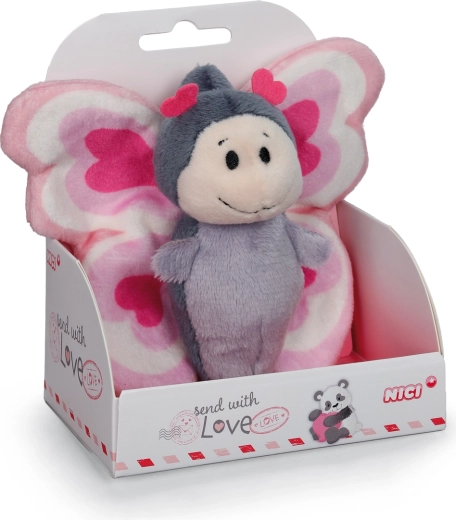 Nici papillon en peluche Love dans une boîte cadeau 10 cm