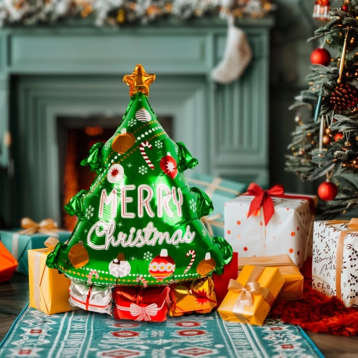 Ballon en aluminium en forme de sapin de Noël 80 × 55 cm