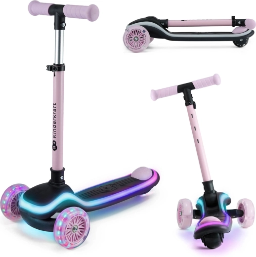 Trottinette tricycle pour enfants KINDERKRAFT Raket Pink avec éclairage LED