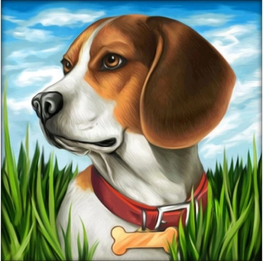 Mosaïque diamant (diamond painting) chien Beagle 30 × 30 cm - 1 pièce