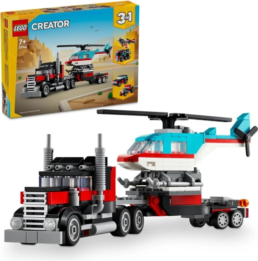 LEGO Creator camion-plateau avec hélicoptère