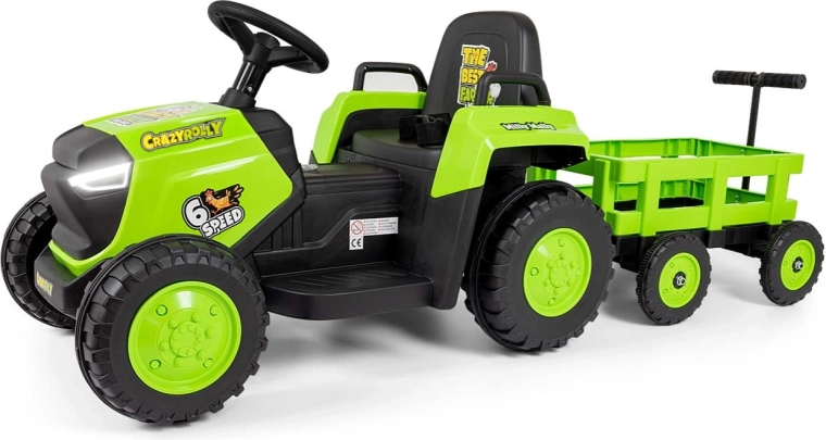 Tracteur électrique Milly Mally Rolly green avec remorque