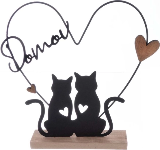 Décoration chat « Maison » en bois et métal