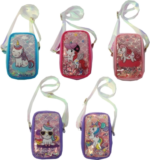 Sac bandoulière pour enfant avec licorne et décorations tourbillonnantes