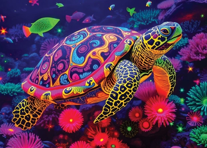 Puzzle Alipson tortue arc-en-ciel 500 pièces