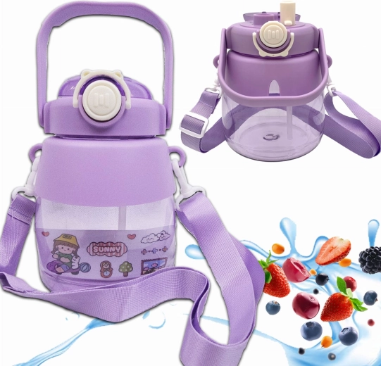 Gourde pour enfant avec paille et sangle 1 L
