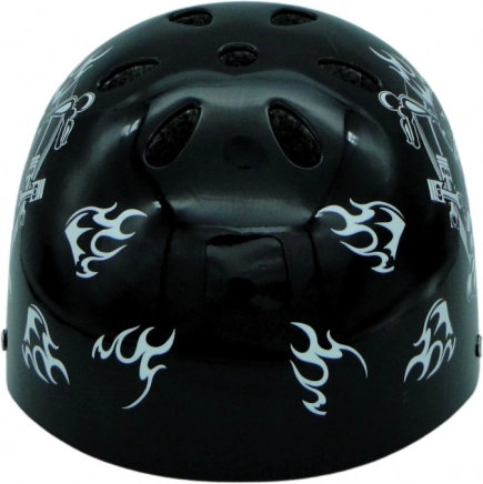 Casque de cyclisme et de skate avec motif tête de mort – noir‑argent
