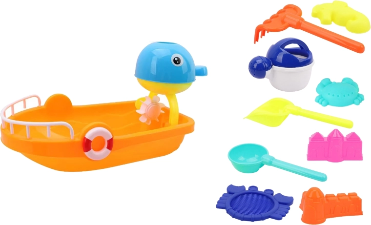 Set de jeux de sable avec bateau – 10 pièces