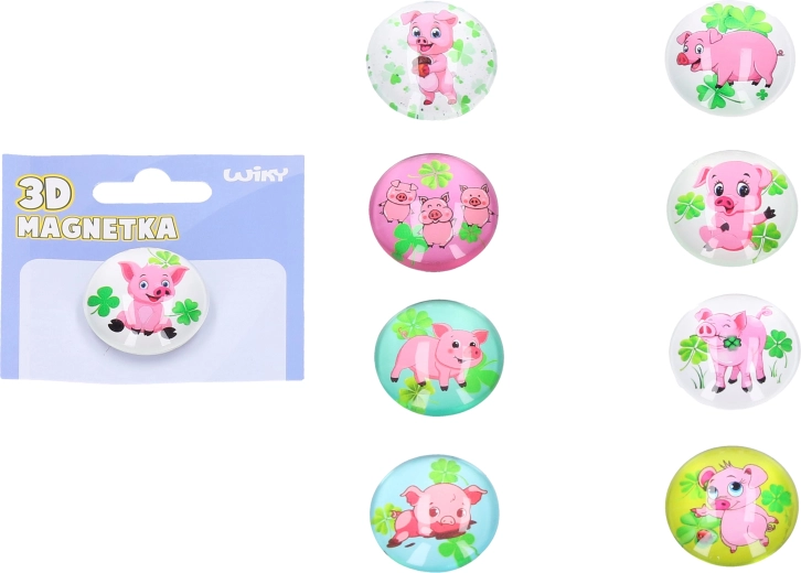 Aimant en verre cochon porte-bonheur 3,5 cm