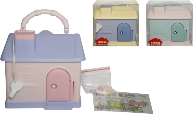 Tirelire maison à clé avec anse pour enfants