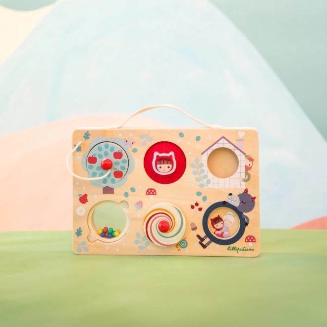 Panneau d'activité en bois Petit Chaperon Rouge et loup Ludvík de Lilliputiens