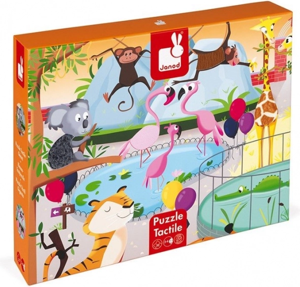 JANOD Puzzle tactile Journée au zoo 20 pièces