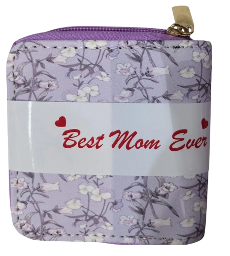 Portefeuille femme Pink rose avec motif de fleurs violettes