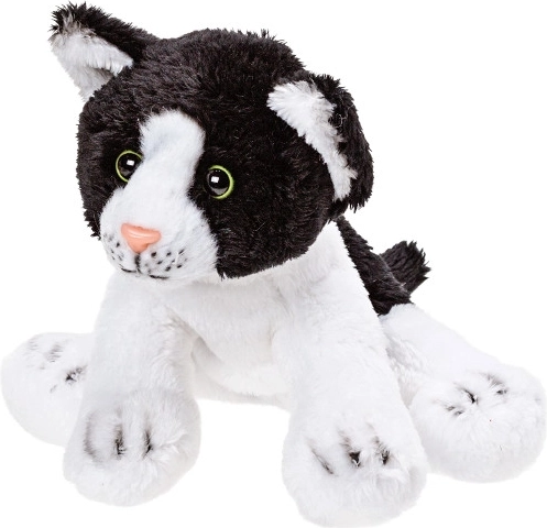 Chat en peluche noir et blanc 15 cm