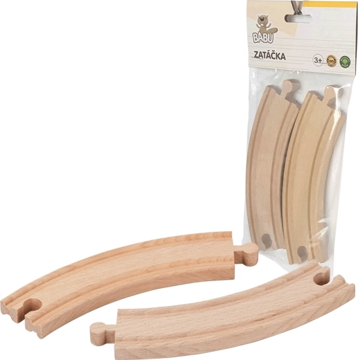 Babu rails en bois – virage 17 cm, 2 pcs