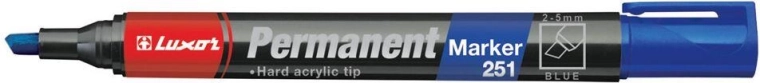 Marqueur permanent LUXOR 251 à pointe biseautée 2–5 mm – bleu