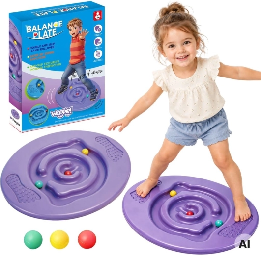 Planche d'équilibre WOOPIE avec labyrinthe violette