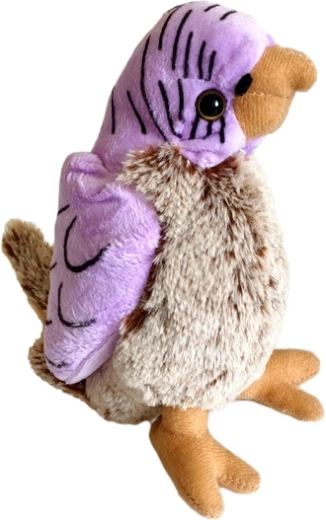 Perroquet en peluche violet et brun 17 cm