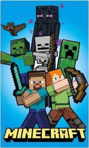 Serviette pour enfant Minecraft 30 × 50 cm avec Steve, Alex, Creeper et Enderman