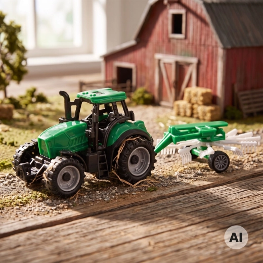 Tracteur agricole Woopie avec râteau