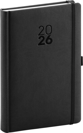 Agenda Quotidienne Diamante 2026 noir 15 x 21 cm