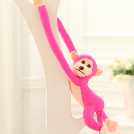 Singe en peluche avec son, rose foncé, 80 cm