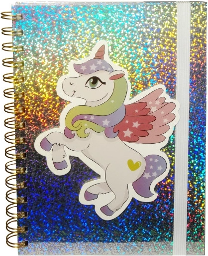 Journal holographique avec licorne et élastique