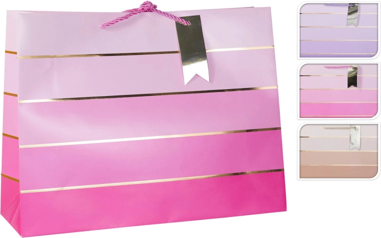 Sac cadeau en papier XL 40 × 30 × 10 cm, lot assorti de 3 couleurs