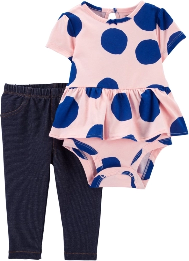 Ensemble 2 pièces pour bébé Carter's – body à manches courtes et legging PinkBlue Dots, taille 56