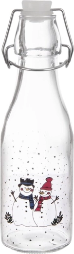 Bouteille en verre avec fermeture à clip Bonhomme de neige 0,29 l