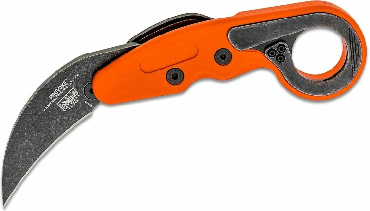 CRKT Provoke Orange karambit pliant 6,3 cm avec lame stonewash et manche en Grivory