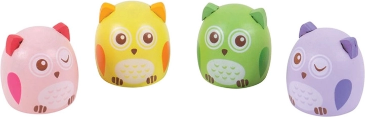 Taille-crayon en bois hibou violet