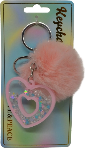 Pendentif rose en forme de cœur pour porte-clés