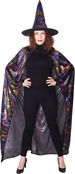 Costume de sorcière avec cape toile d’araignée et chapeau pour adultes
