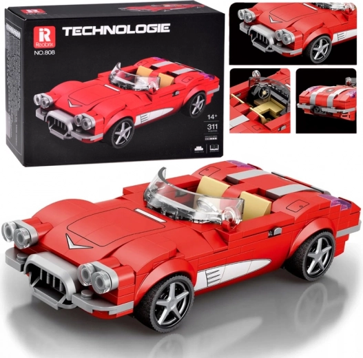 Kit de construction technique cabriolet rétro des années 50 – rouge