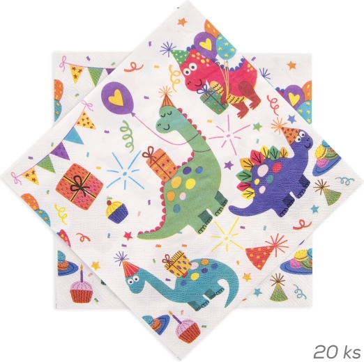 Serviettes en papier à motif dinosaures 33 × 33 cm (20 pcs)