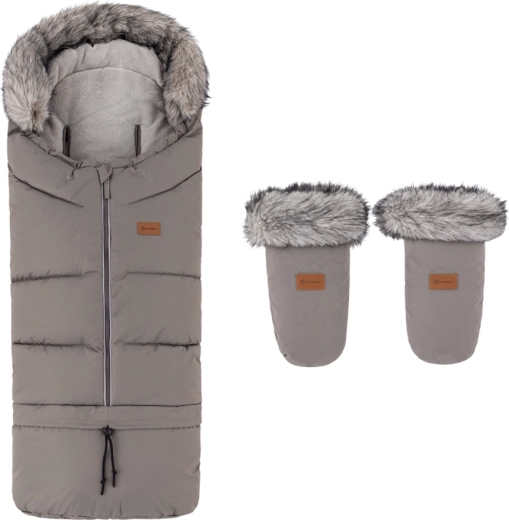 PETITE&MARS chancelière d'hiver Arctic 4v1 et moufles pour poussette Fjora Mocha Mousse - 2 pièces