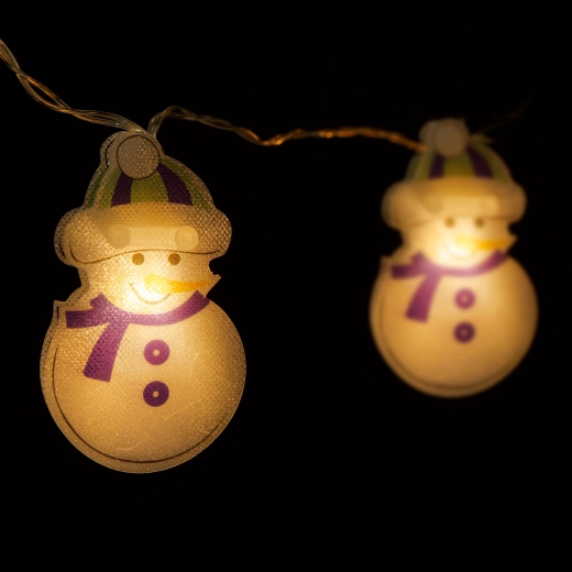 Guirlande lumineuse LED avec bonhommes de neige, 10 LED, 1,35 m, blanc chaud