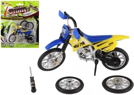 Moto finger avec tournevis et roues interchangeables, 12 cm, métal/plastique