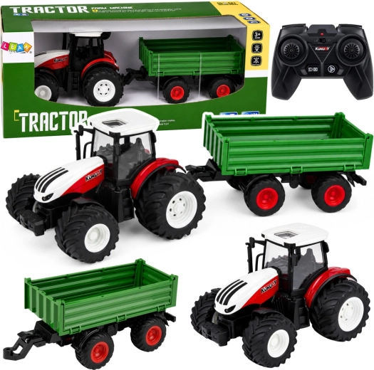 Tracteur télécommandé avec remorque basculante 1:24, avec lumières et sons