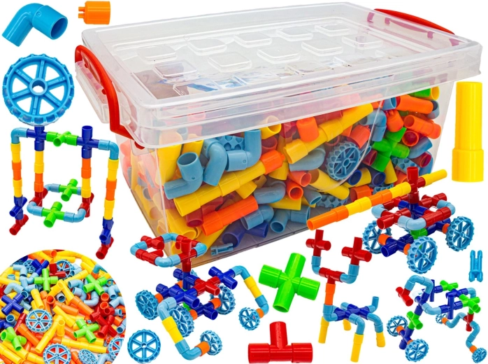 Jeu de construction de tubes colorés (env. 340 pièces)
