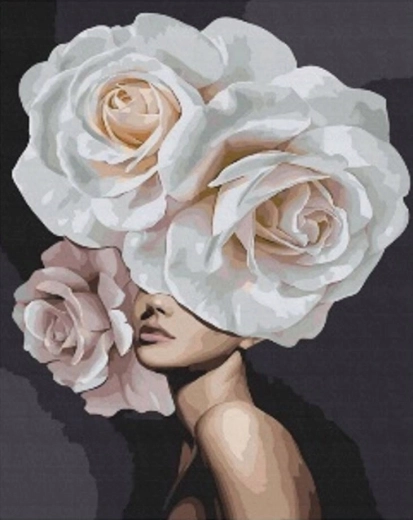 Peinture diamant Femme voilée parmi les roses 30 × 40 cm