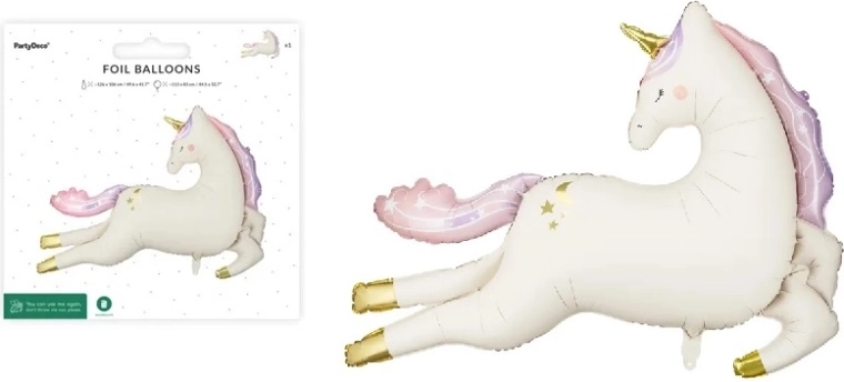 Ballon en aluminium Licorne beige mat 113 × 83 cm