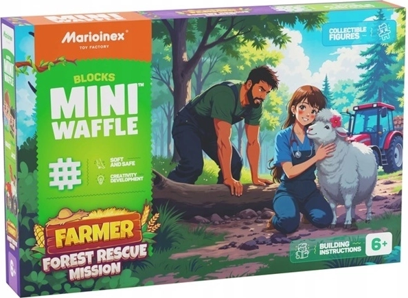 Marioinex Mini Waffle – jeu de construction : mission de sauvetage forestier à la ferme (100 pièces)