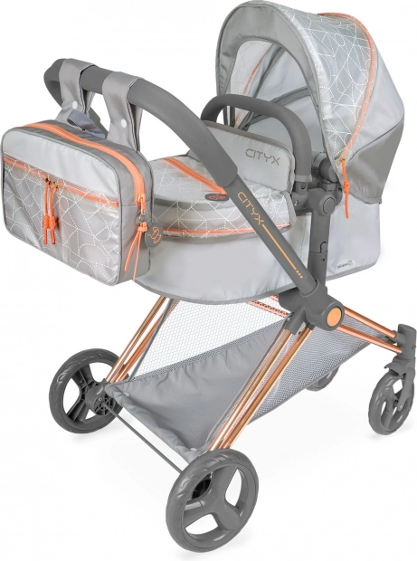 Poussette pliable pour poupées 3 en 1 avec sac à dos City X, 73 cm