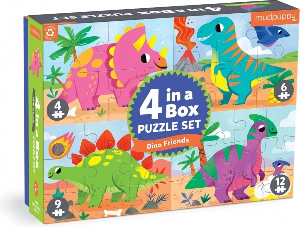 Mudpuppy puzzle dinosaures coffret 4 en 1