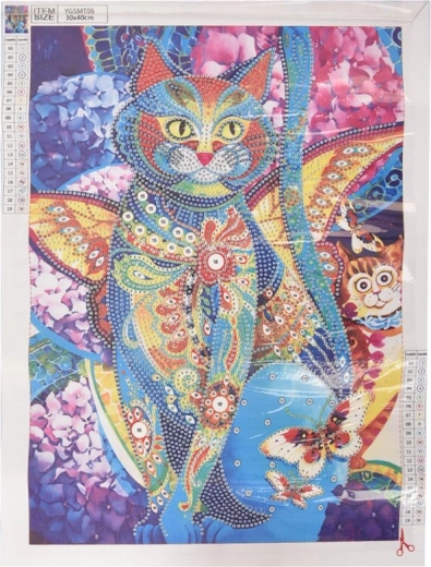 Peinture diamant Chat lumineux 30 × 40 cm
